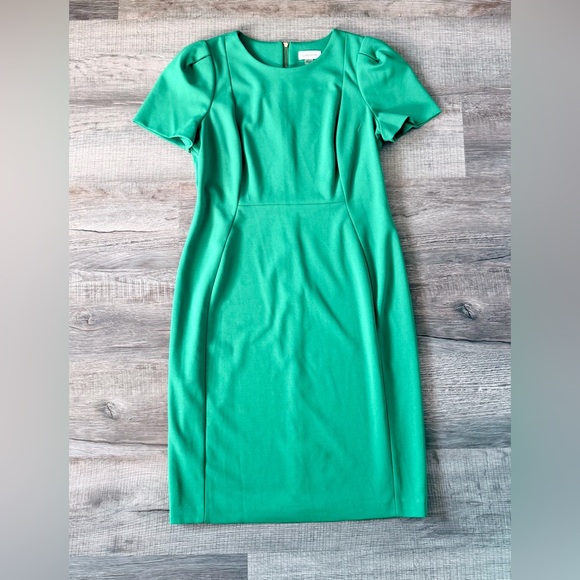 Calvin Klein Sheath Dress Meadow Green 12 Wedding Modest Office Career - Picture 2 of 4